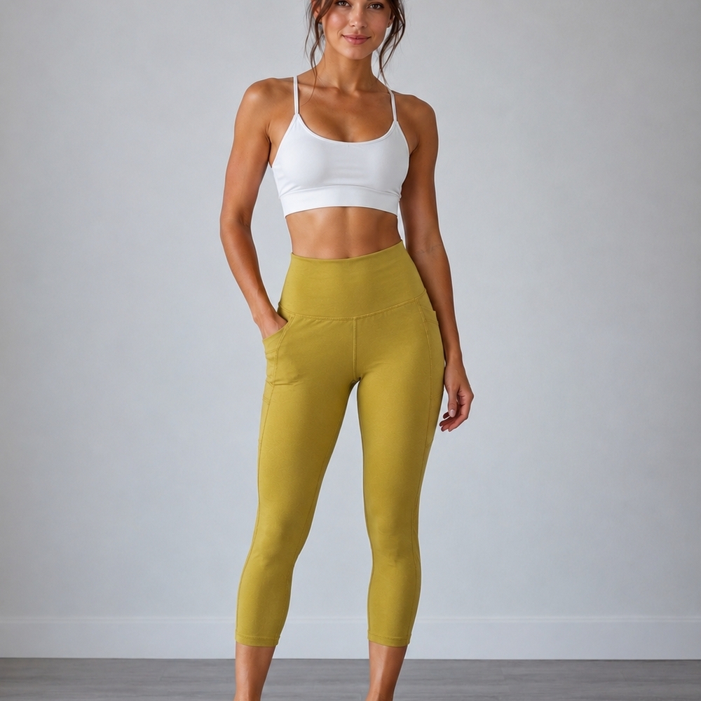 Old Navy High-Rise Capri Leggings in Mustard